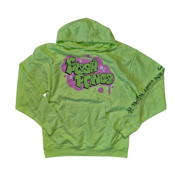 Fresh Prince Hoodie Men’s Large Neon Yellow Graphic Cotton Pullover - Picture 1 of 5